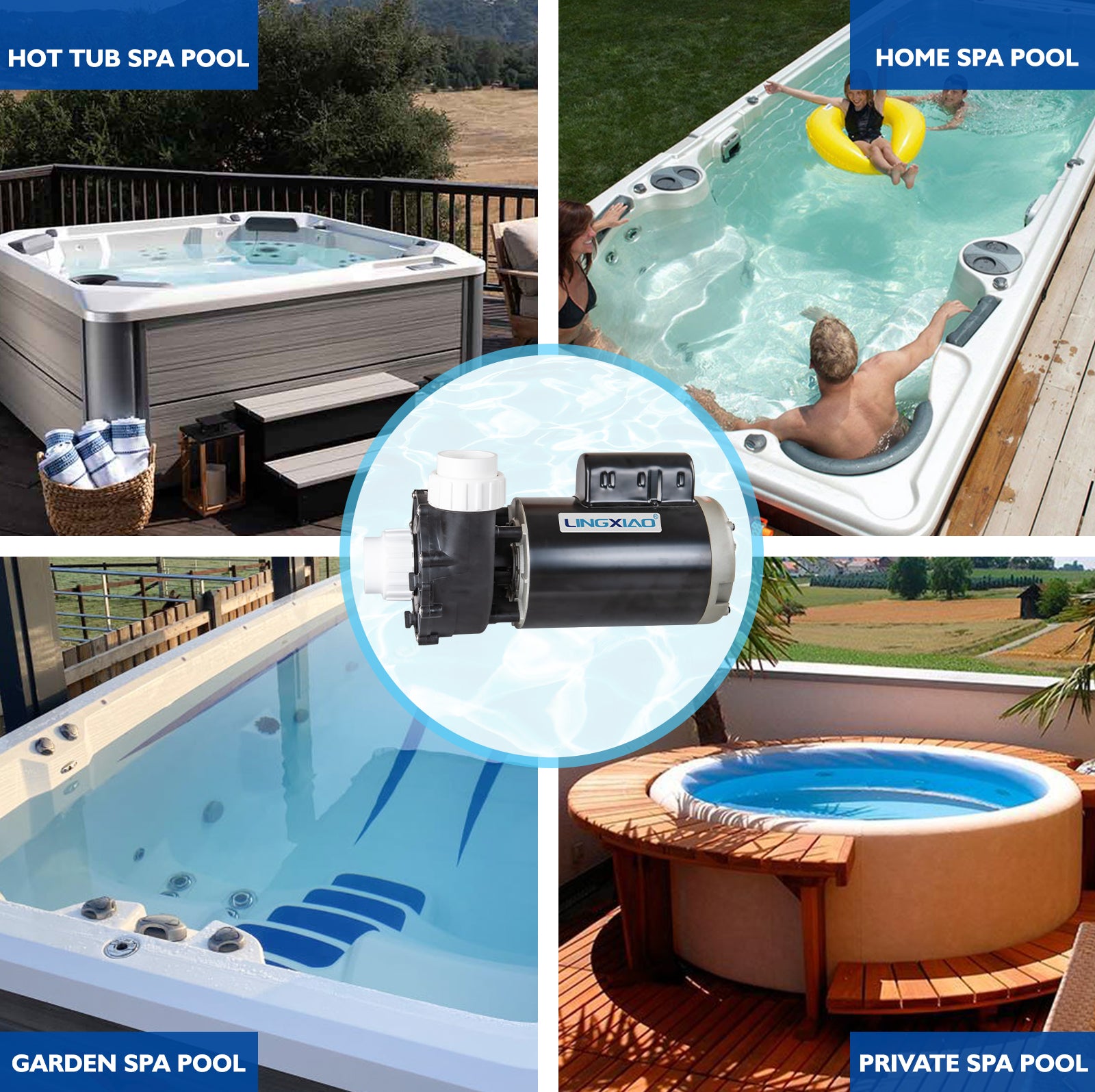 LX Pump 4HP 2-Speed Spa & Hot Tub Pump 220-240V Bracketless 56