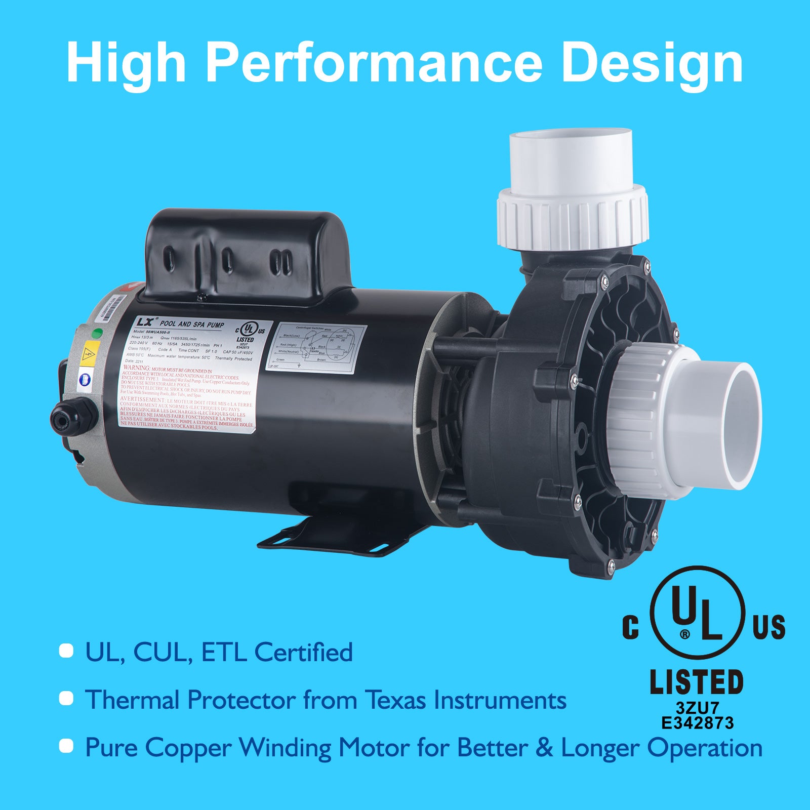 LX Pump 5HP 2-Speed Spa & Hot Tub Pump 220-240V 56 Frame | Model