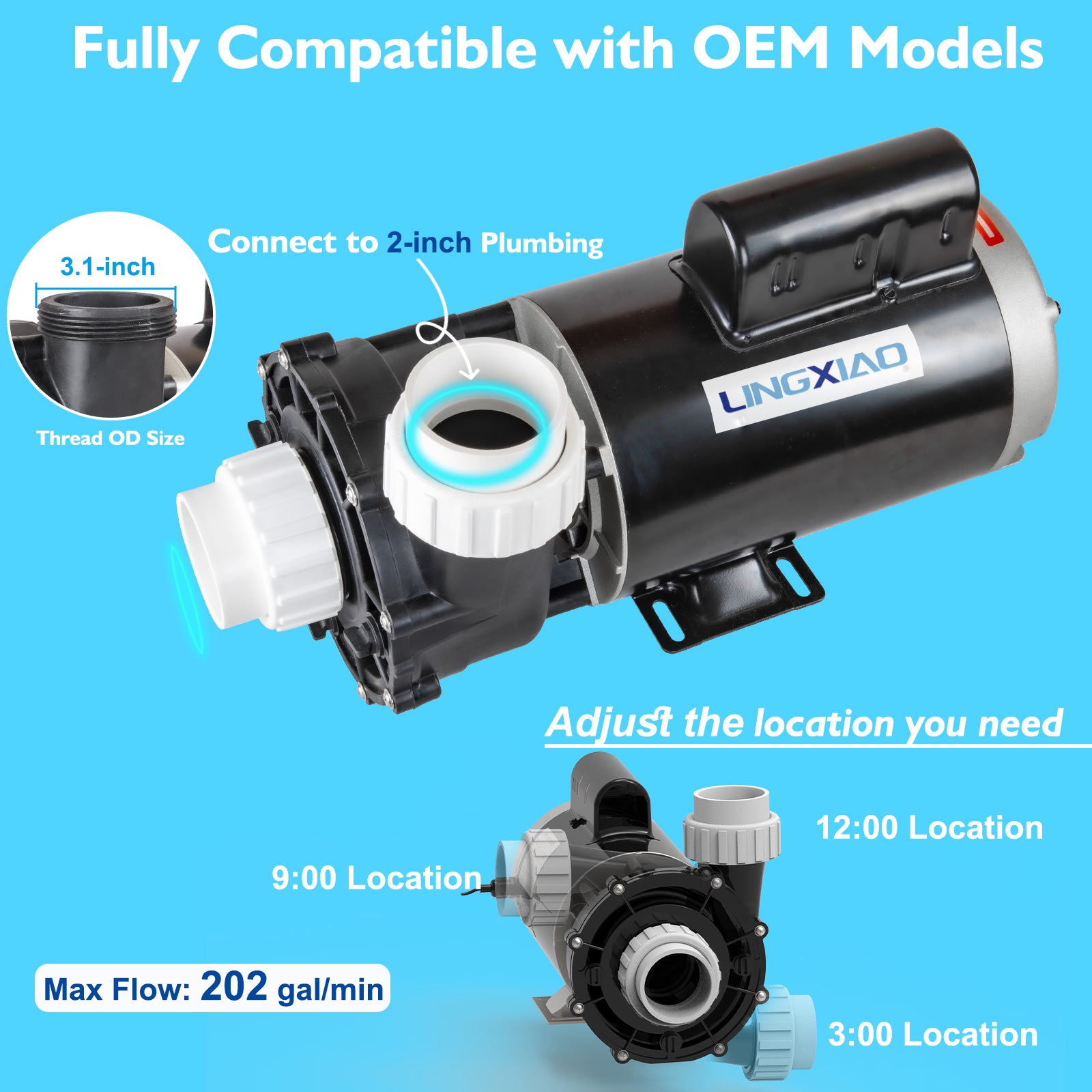 LX Pump 4HP Spa & Hot Tub Pump 220-240V 56 Frame | 56WUA400-I