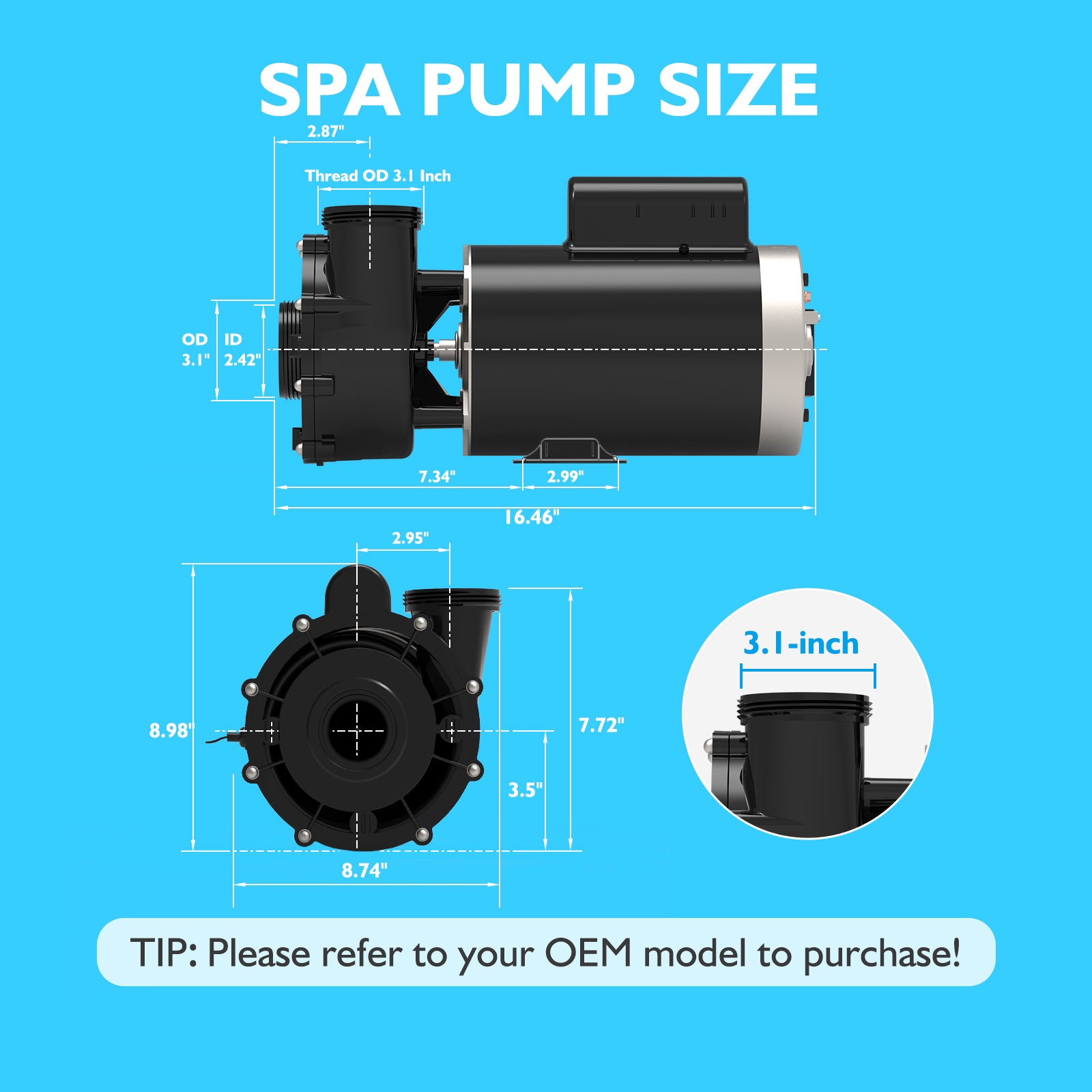 LX Pump 4HP Spa & Hot Tub Pump 220-240V 56 Frame | 56WUA400-I