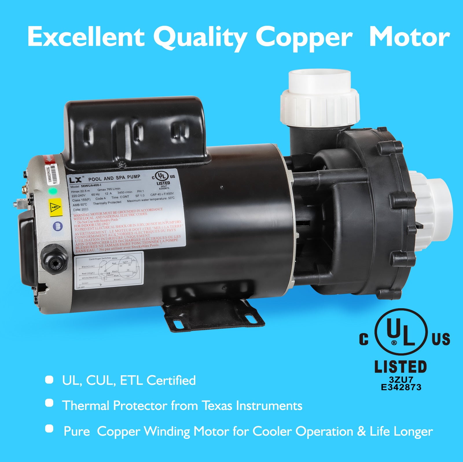 LX Pump 4HP Spa & Hot Tub Pump 220-240V 56 Frame | 56WUA400-I
