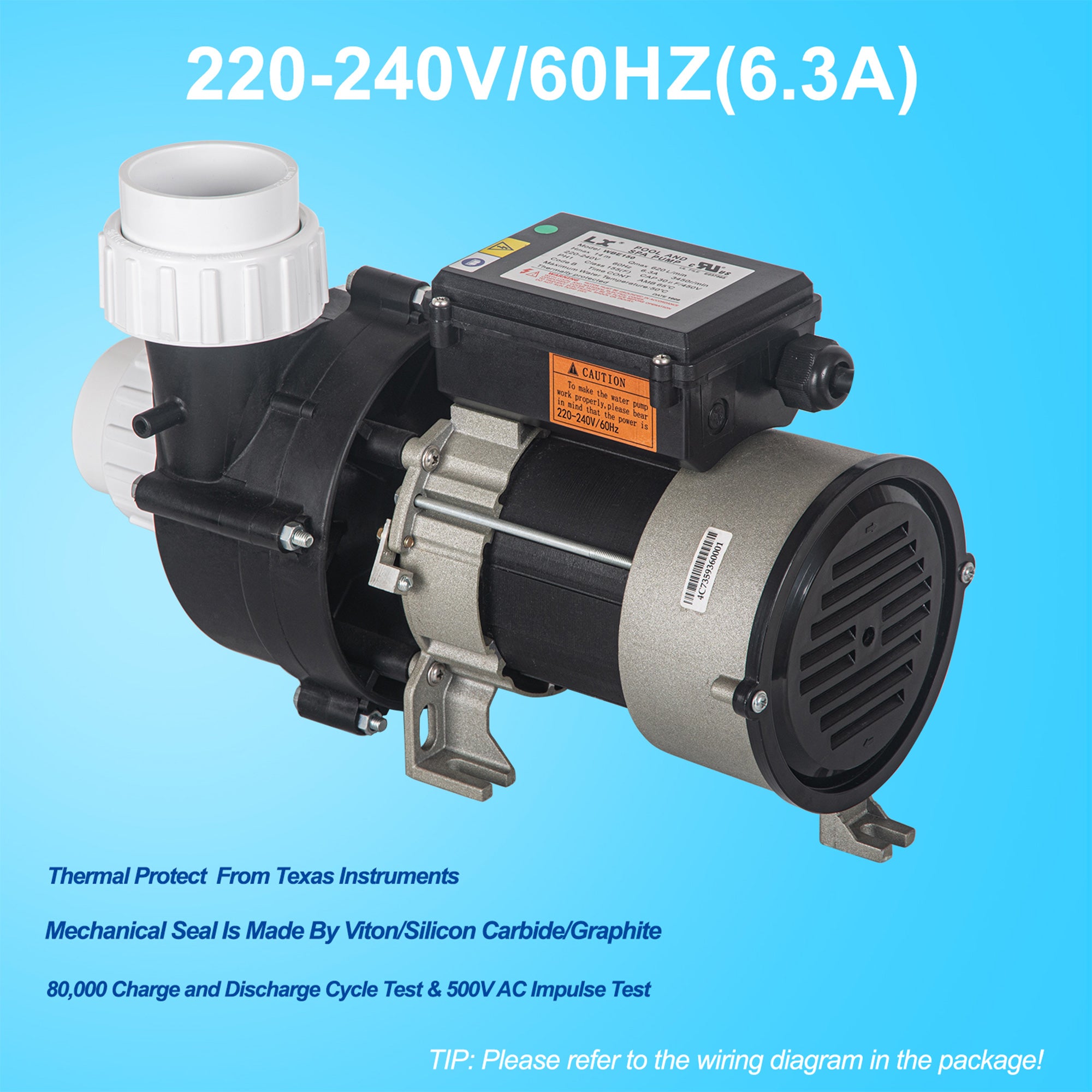 1.5HP Spa Whirlpool Bath Pump 220-240V 164GPM 2